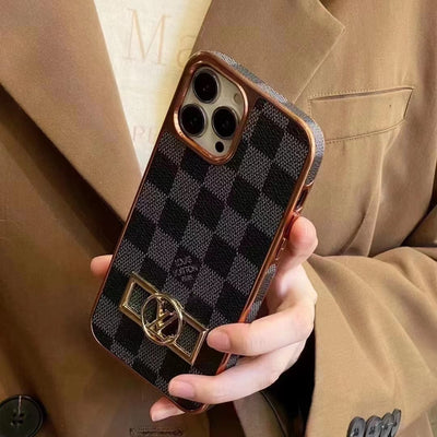 HypedEffects Louis Vuitton Monogram iPhone 15 Case with Golden Louis Vuitton Inlay