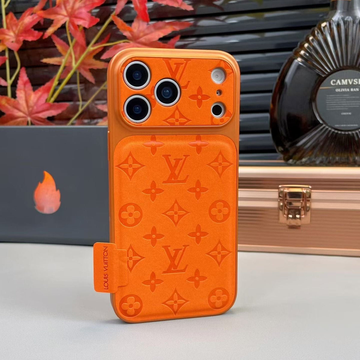 HypedEffects louis vuitton Monogram Leather Card Holder Phone Case for iPhone 14 to iPhone 17 Pro Max