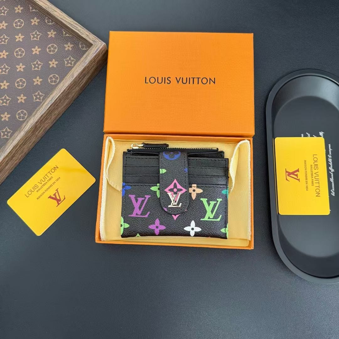 HypedEffects louis vuitton Multicolor Monogram Luxury Zip Card Holder Wallet Compact Designer Card Case