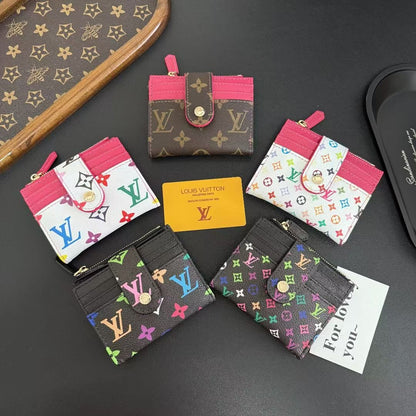 HypedEffects louis vuitton Multicolor Monogram Luxury Zip Card Holder Wallet Compact Designer Card Case