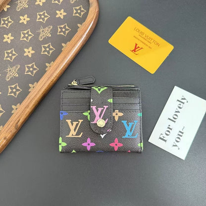 HypedEffects louis vuitton Multicolor Monogram Luxury Zip Card Holder Wallet Compact Designer Card Case