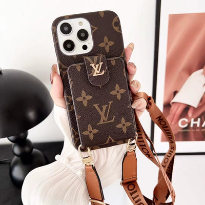 HypedEffects LV Monogram iPhone Case with Wrist Strap and Pouch | Luxury and Functionality