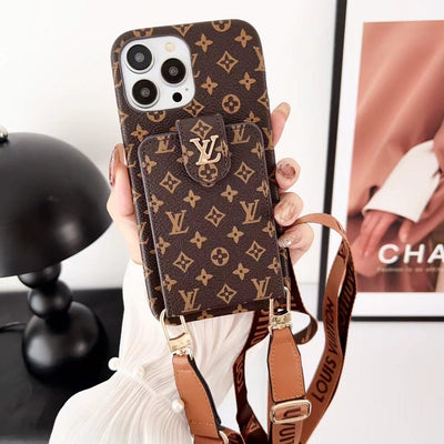 HypedEffects LV Monogram iPhone Case with Wrist Strap and Pouch | Luxury and Functionality