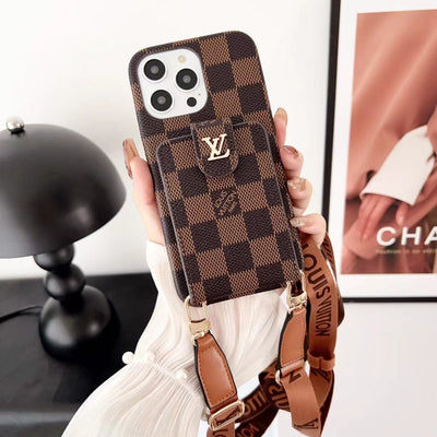 HypedEffects LV Monogram iPhone Case with Wrist Strap and Pouch | Luxury and Functionality