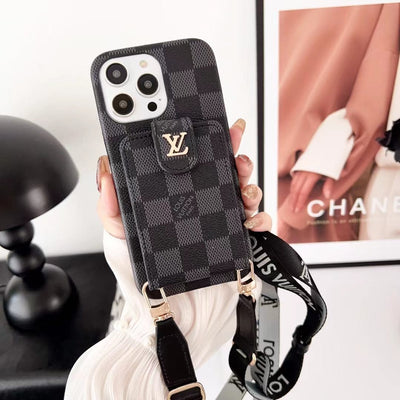 HypedEffects LV Monogram iPhone Case with Wrist Strap and Pouch | Luxury and Functionality