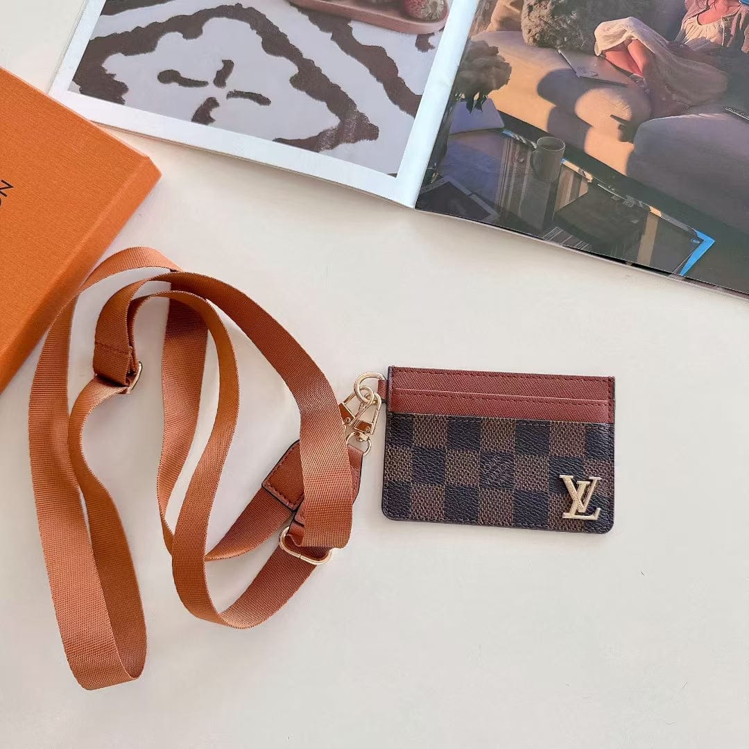 HypedEffects Monogram Lanyard Card Holder ID Wallet with Strap
