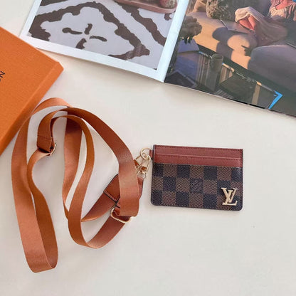HypedEffects Monogram Lanyard Card Holder ID Wallet with Strap