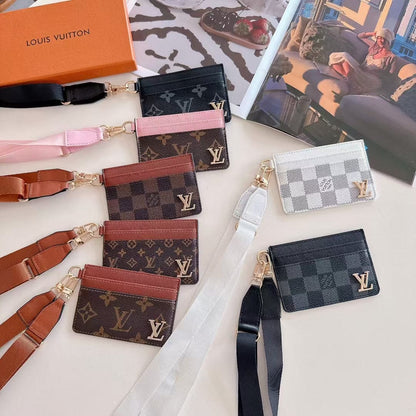 HypedEffects Monogram Lanyard Card Holder ID Wallet with Strap