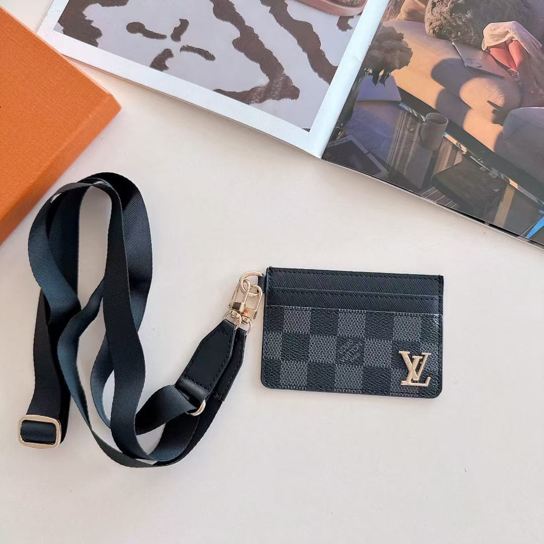 HypedEffects Monogram Lanyard Card Holder ID Wallet with Strap