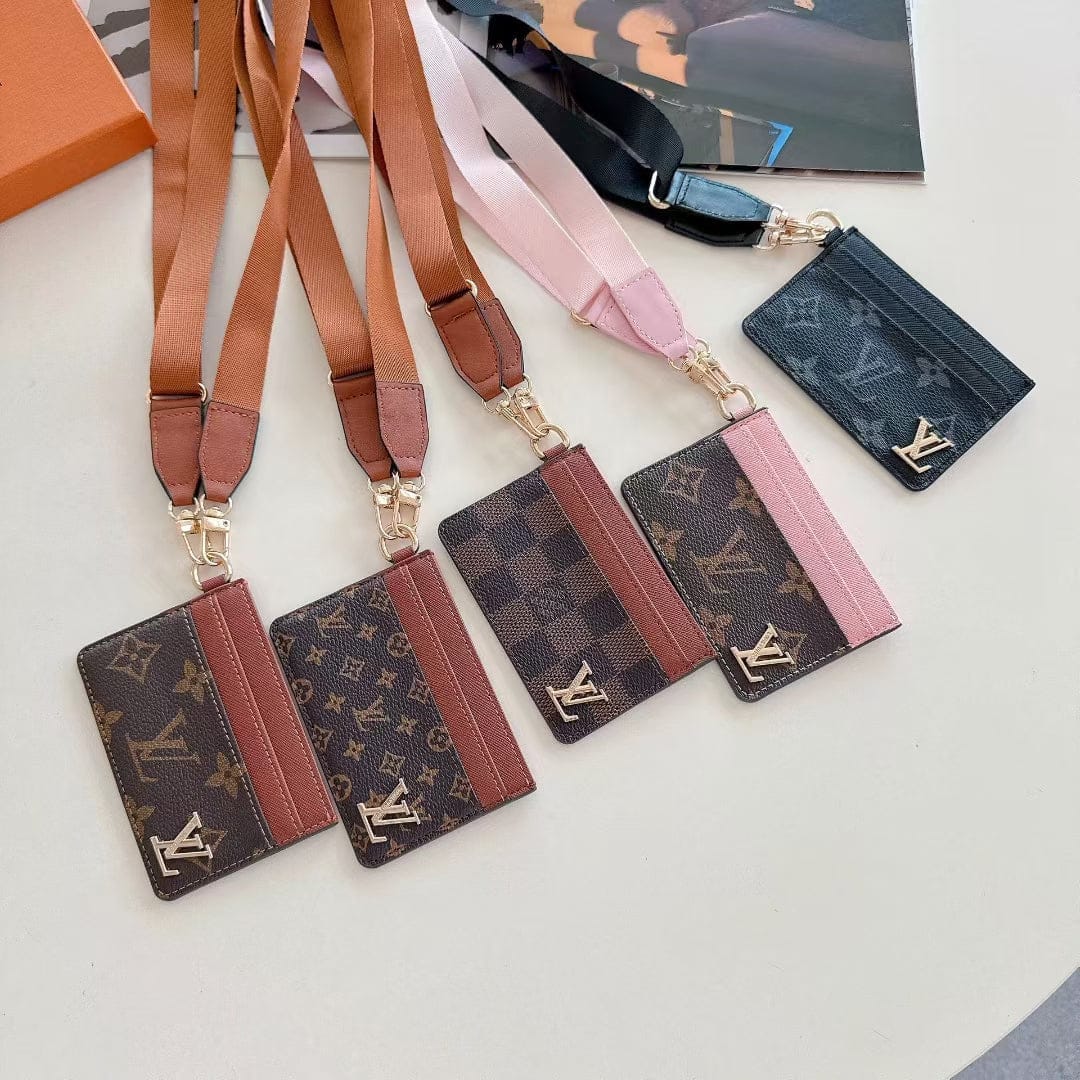 HypedEffects Monogram Lanyard Card Holder ID Wallet with Strap