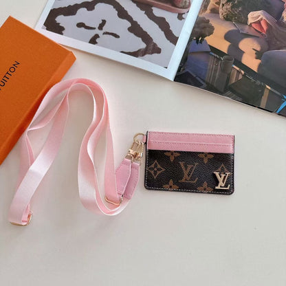 HypedEffects Monogram Lanyard Card Holder ID Wallet with Strap