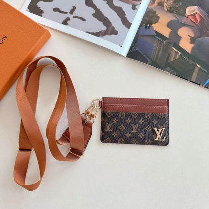 HypedEffects Monogram Lanyard Card Holder ID Wallet with Strap
