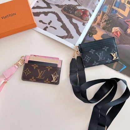 HypedEffects Monogram Lanyard Card Holder ID Wallet with Strap