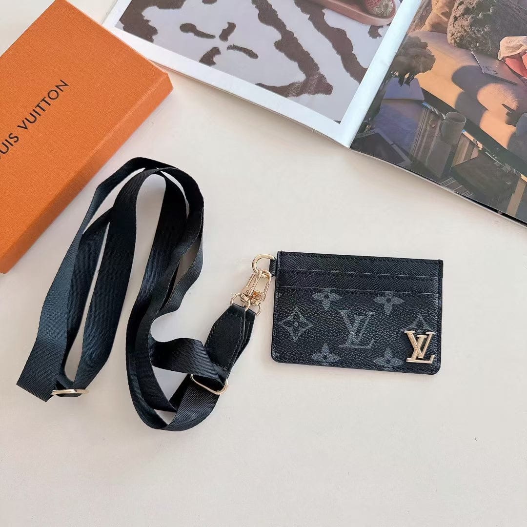 HypedEffects Monogram Lanyard Card Holder ID Wallet with Strap