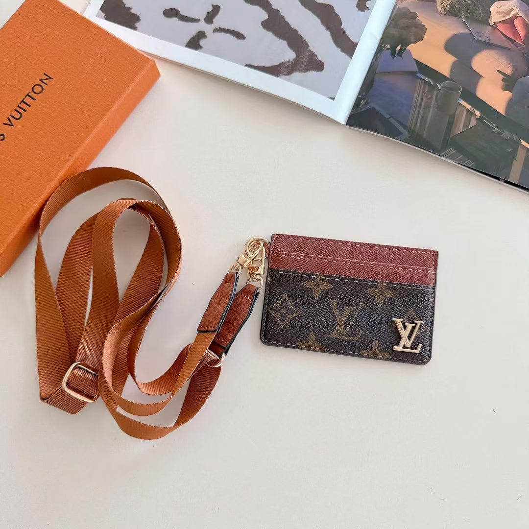 HypedEffects Monogram Lanyard Card Holder ID Wallet with Strap