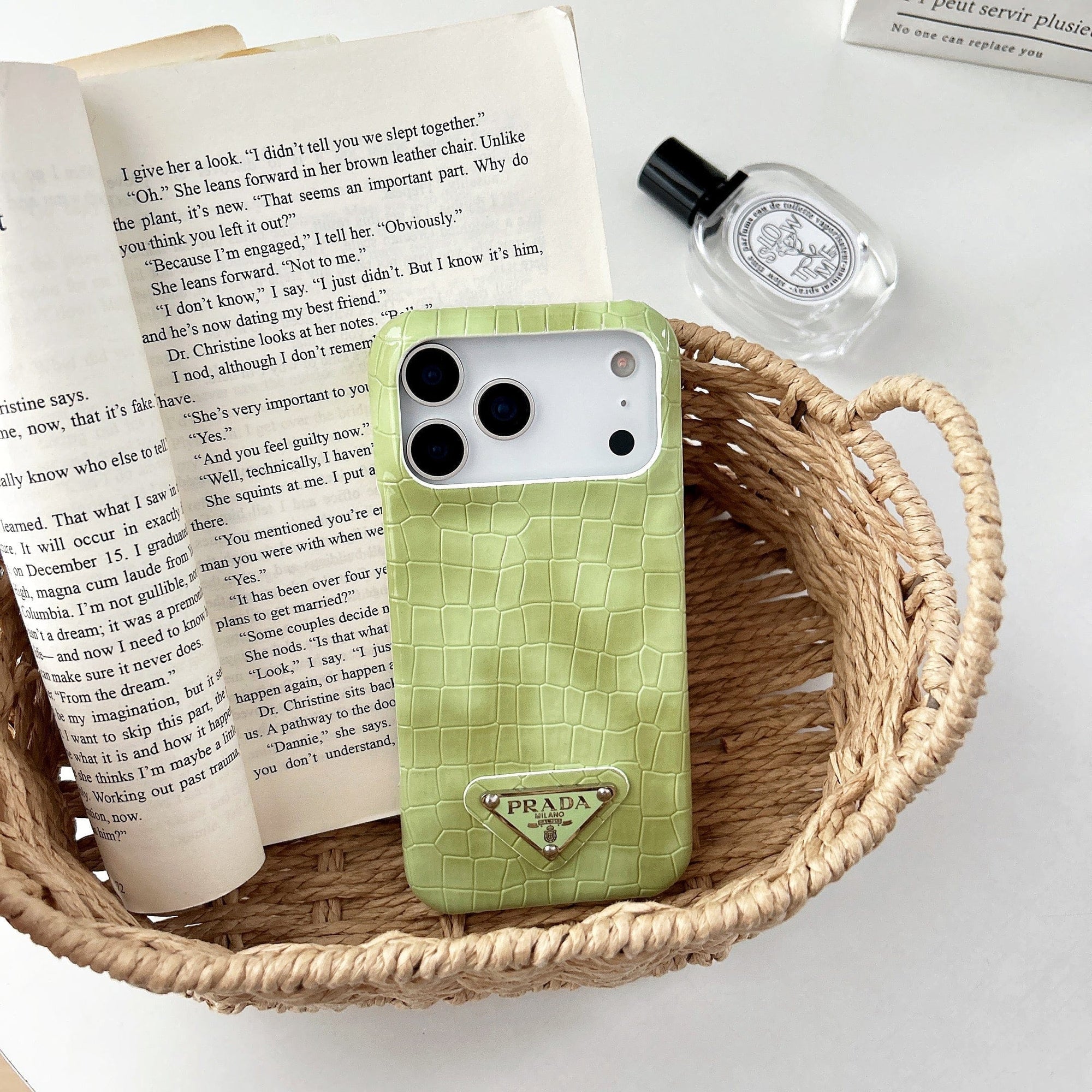 HypedEffects Prada Crocodile-Embossed Phone Case for iPhone 17 with Iconic Metal Triangle Logo