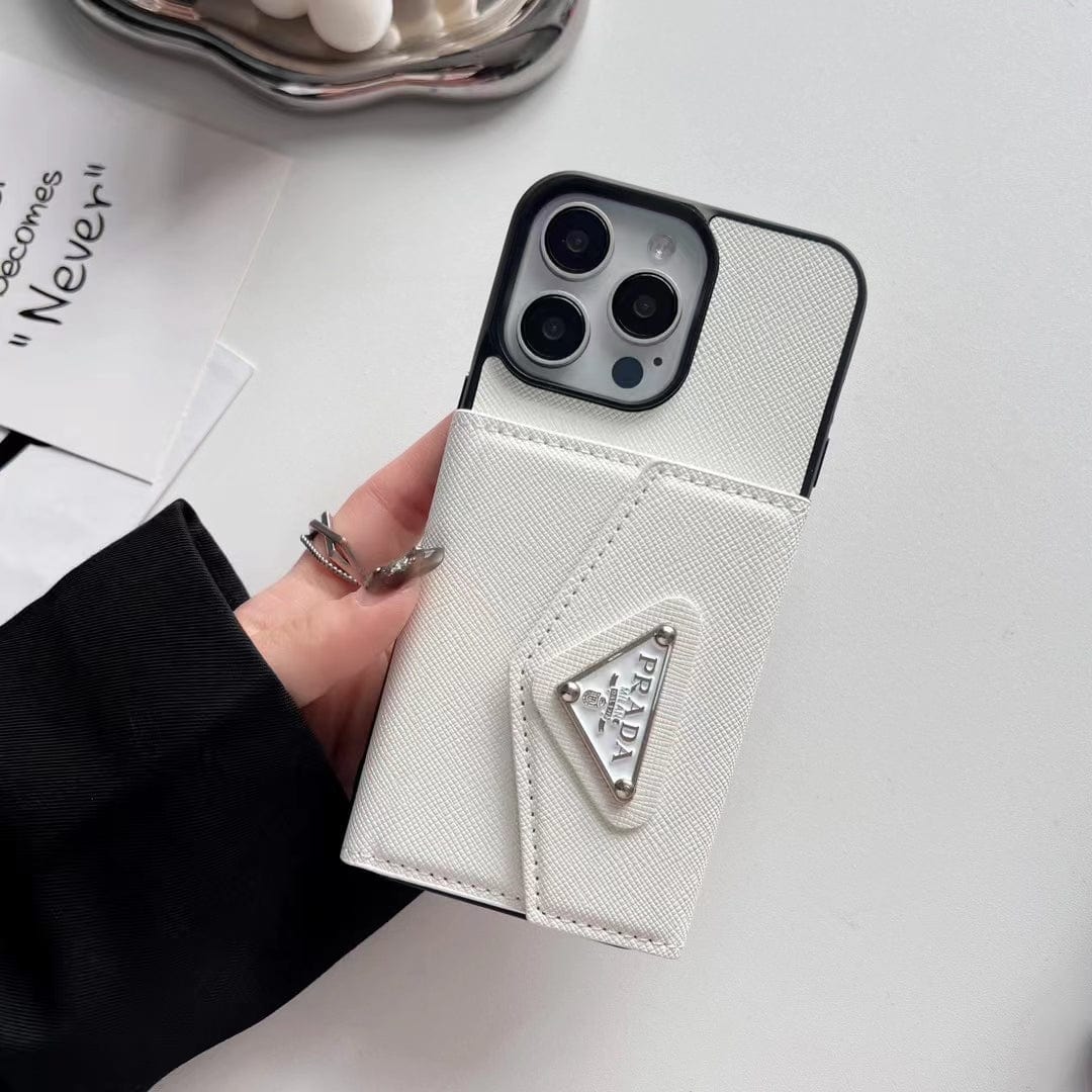 HypedEffects Prada-Inspired Designer iPhone Case with Card Holder – Available for iPhone 13 to iPhone 17