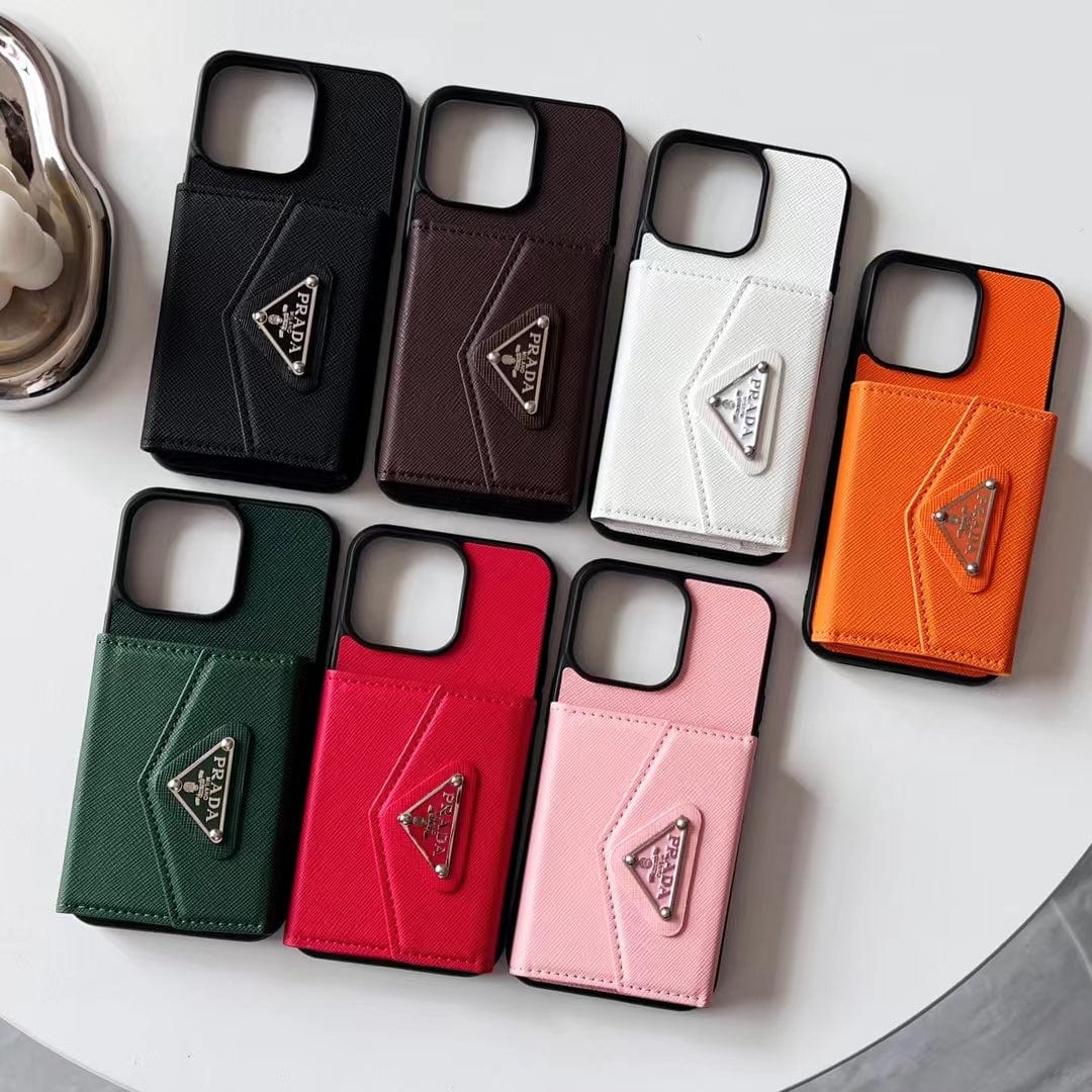 HypedEffects Prada-Inspired Designer iPhone Case with Card Holder – Available for iPhone 13 to iPhone 17