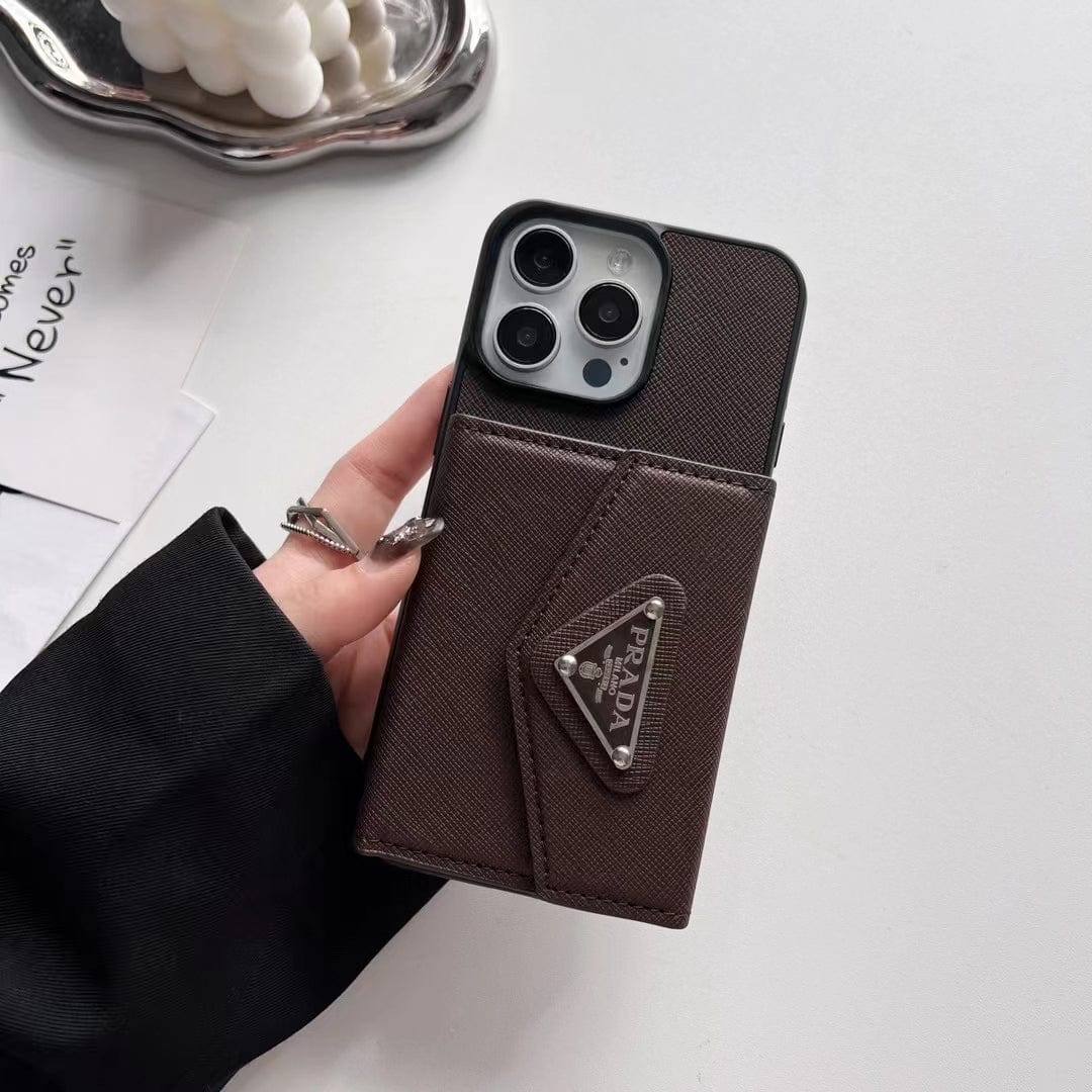 HypedEffects Prada-Inspired Designer iPhone Case with Card Holder – Available for iPhone 13 to iPhone 17