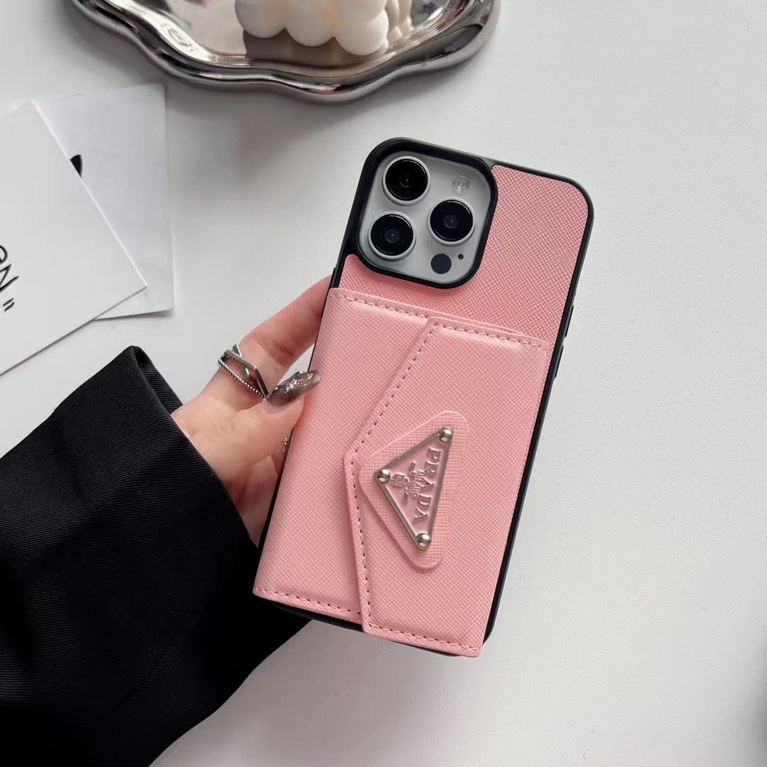 HypedEffects Prada-Inspired Designer iPhone Case with Card Holder – Available for iPhone 13 to iPhone 17