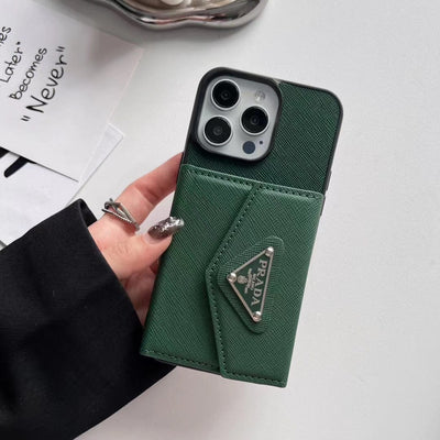 HypedEffects Prada-Inspired Designer iPhone Case with Card Holder – Available for iPhone 13 to iPhone 17