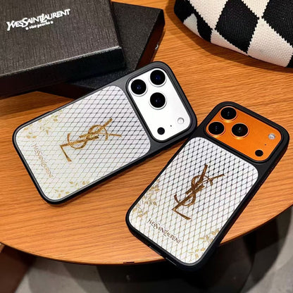 HypedEffects YSL Golden Signature Case Parisian Luxury Style for iPhone 14 to 17 Pro Max