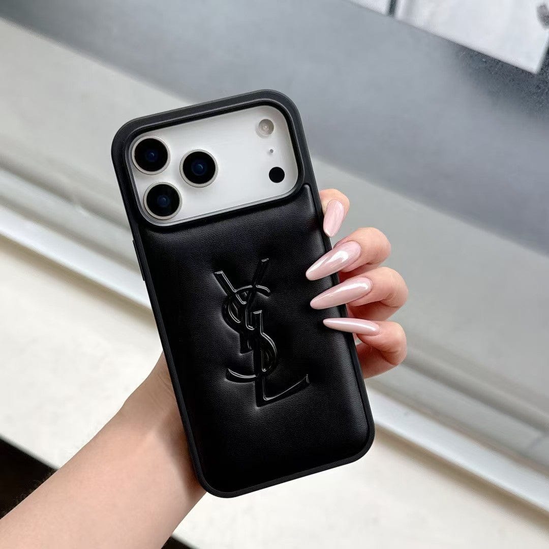 HypedEffects Yves Saint Laurent Quilted Logo Luxury Case for iPhone 13 to 17 Pro Max