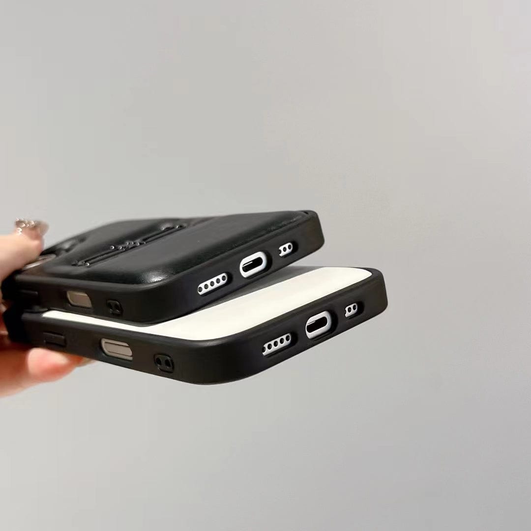 Tunde Store Balenciaga BB Logo Embossed Leather iPhone Case