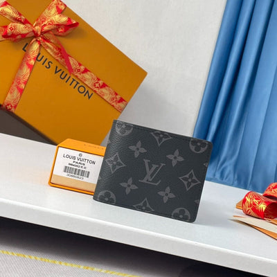 Tunde Store Black Leather LV Wallet With Gray Monogram (Money Clips)