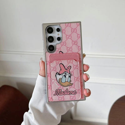 Tunde Store Cartoon-Themed Designer Phone Case with Card Holder for Samsung S23 and S24