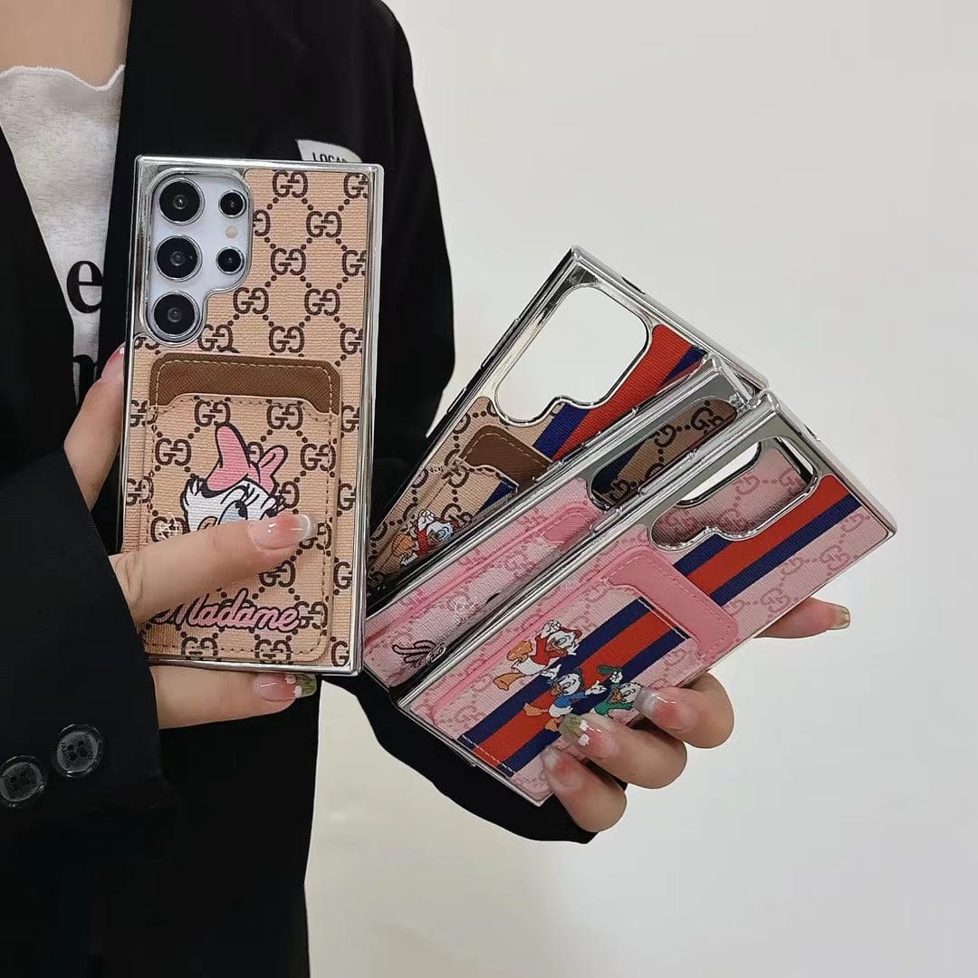 Tunde Store Cartoon-Themed Designer Phone Case with Card Holder for Samsung S23 and S24