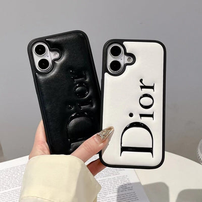 Tunde Store Dior Embossed Logo Leather iPhone Case