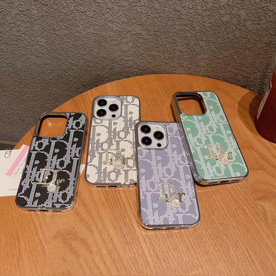 Tunde Store Dior iPhone Cases with Iconic Pattern and Pearl Accent