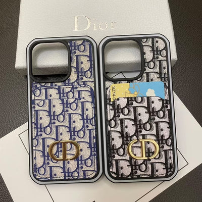Tunde Store Dior Monogram iPhone Cases with Card Holder - Dual Design Collection