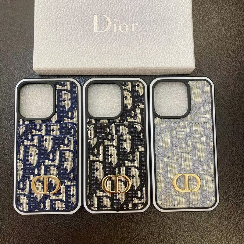 Tunde Store Dior Monogram iPhone Cases with Gold "CD" Logo and Card Holder - Signature Series