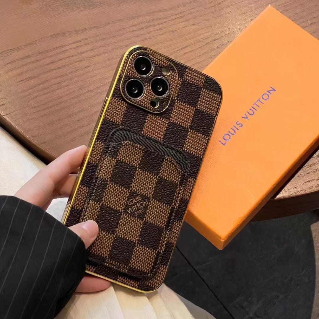 Tunde Store iPhone 12 - 15 Pro Max Leather Case With Card Holder Pocket