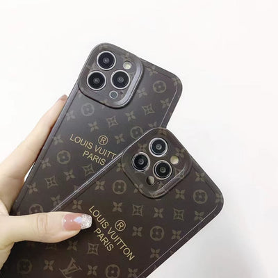 Tunde Store Louis Vuitton Classic Monogram iPhone Cases with Gold Branding