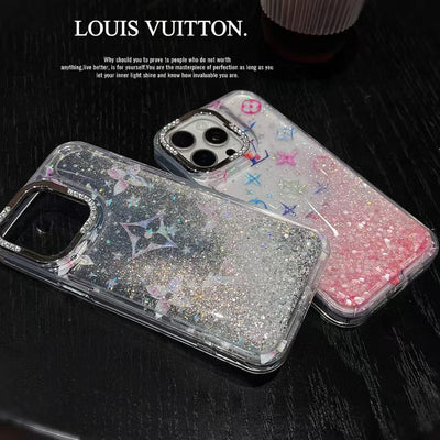 Tunde Store Louis Vuitton Glitter Sparkle Monogram iPhone Case with Rhinestone Camera Ring