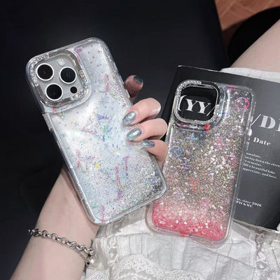 Tunde Store Louis Vuitton Glitter Sparkle Monogram iPhone Case with Rhinestone Camera Ring