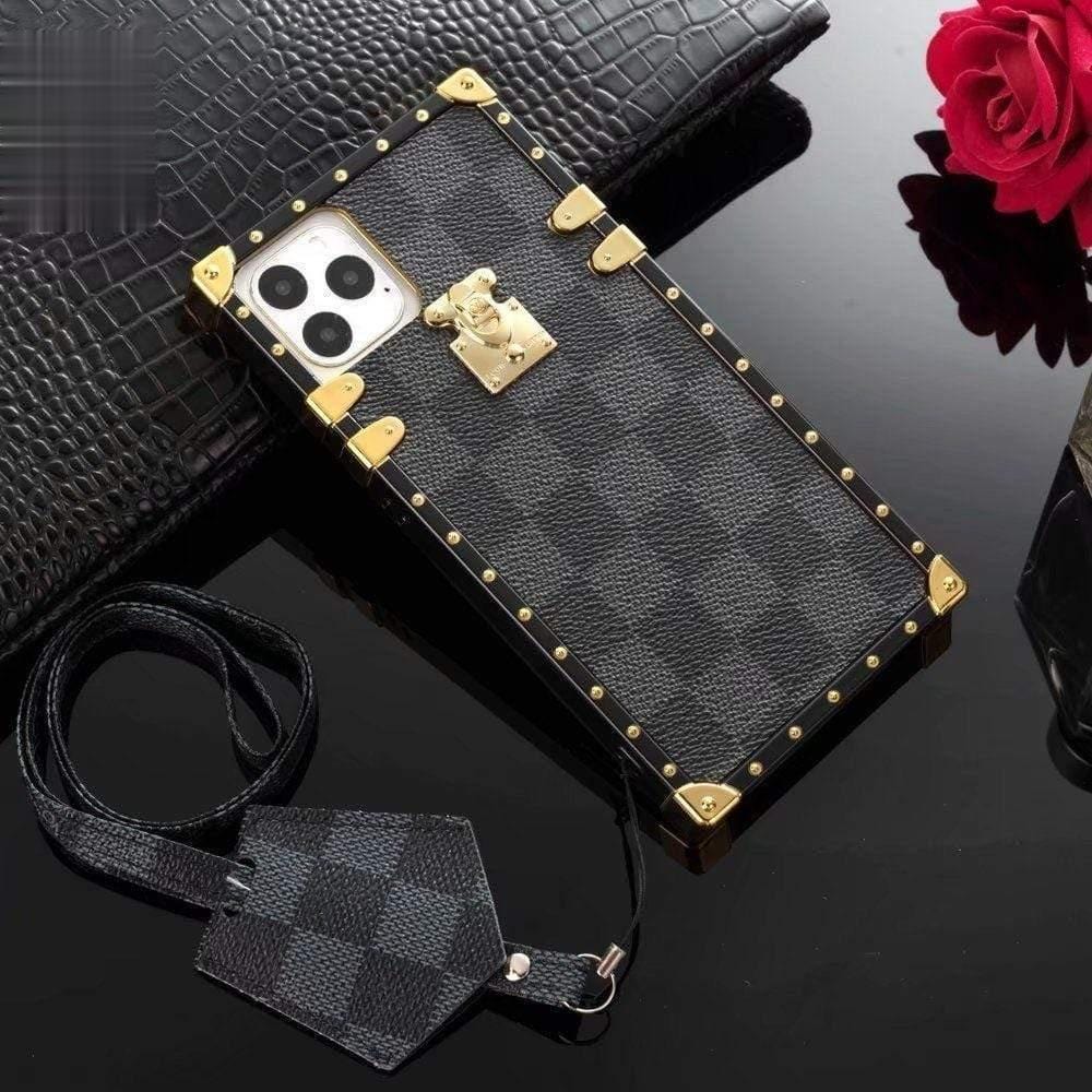 Tunde Store Louis Vuitton Trunk-Style Monogram iPhone 15 Cases with Gold Hardware