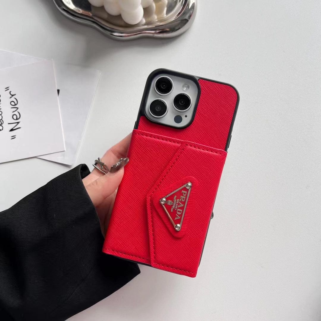 Tunde Store Prada-Inspired Designer iPhone Case with Card Holder – Available for iPhone 13 to iPhone 16