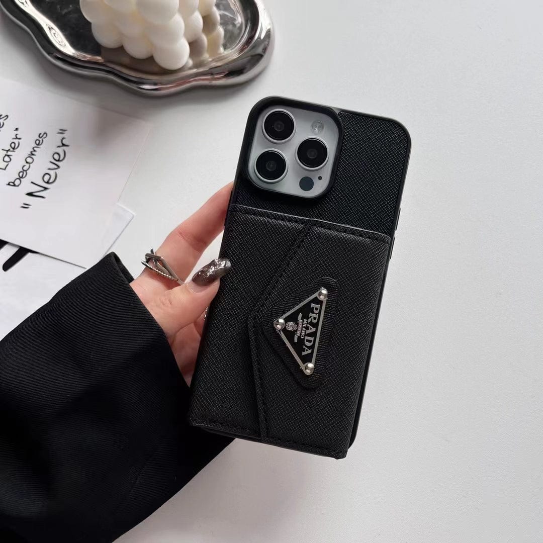Tunde Store Prada-Inspired Designer iPhone Case with Card Holder – Available for iPhone 13 to iPhone 16