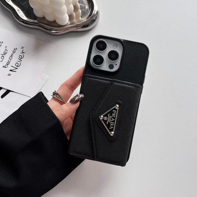 Tunde Store Prada-Inspired Designer iPhone Case with Card Holder – Available for iPhone 13 to iPhone 16